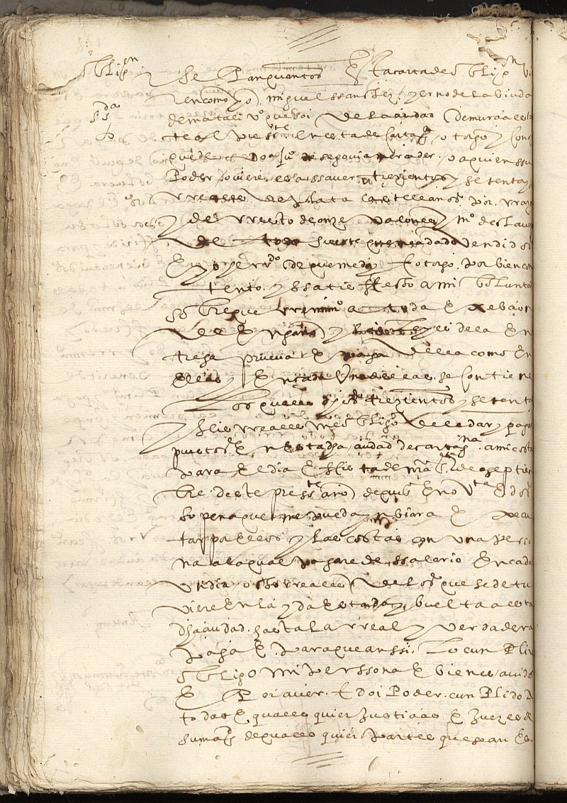 Obligación de Miguel Sánchez, yerno de la viuda de Matali, vecino de Murcia, a favor de Juan de Segovia, mercader.